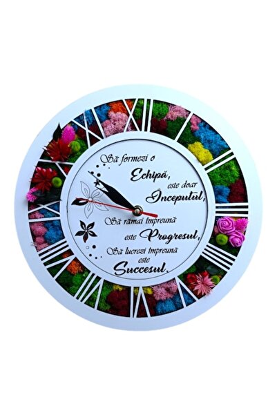 OEM Wall clock decorated with stabilized natural lichens, personalized with a...