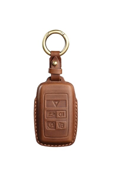 OEM Husa din piele maro cusuta manual cheie Land Rover Range Rover Sport Evoque Velar Discovery 5 Jaguar