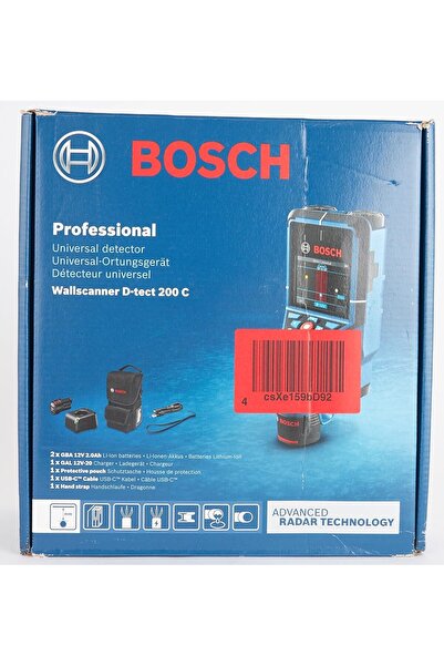 Bosch Professional Wall Scanner D-tect 200 C (2 12V Batteries, Locating Voltage-Conducting Wires, Me