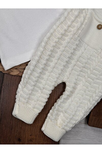 Kids Kingdom Knitwear Pocket Detailed Salopet Jumpsuit 2-Piece Unisex Baby Set