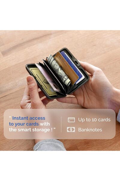 Boldy Aluminum Card Holder - Card Holder with Cover - Travel Card Holder - Business Card Holder with Cover - Card Organizer