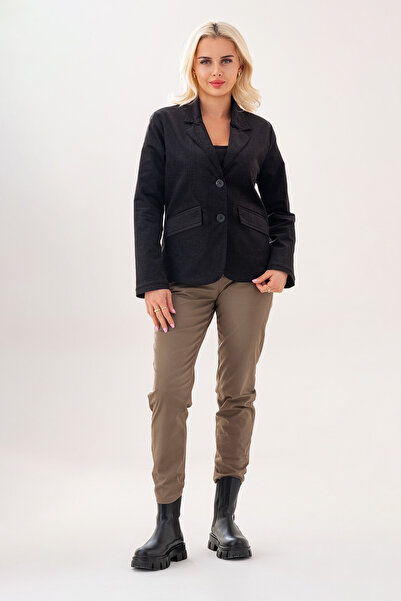 Bold & Young Women's Printed Velvet Blazer Jacket – Lycra Cotton Fabric, Lined, Double Pockets