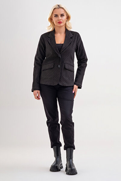 Bold & Young Women's Printed Velvet Blazer Jacket – Lycra Cotton Fabric, Lined, Double Pockets