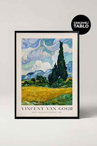 House Gorgeous Van Gogh Wheat Field With Cypresses Ünlü Ressamlar Çerçeveli T...