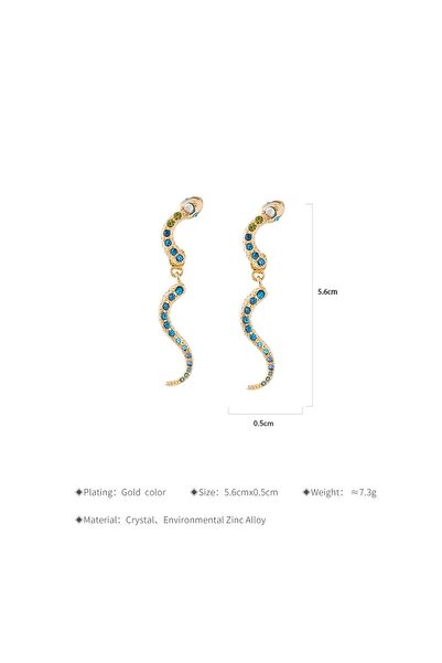 GlaMLo Accessories Cercei aurii model sarpe cu cristale verzi