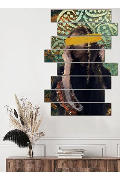 Generic لوحه جداريه مودرن رسمة تراثية لإمرأه - ٢٥٥١٩ - مقسمه ثمانية قطع