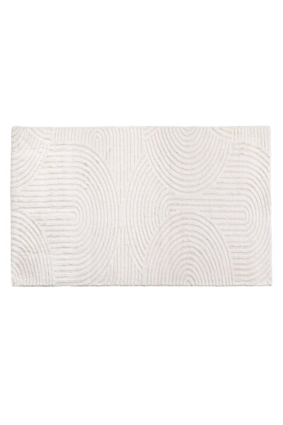 OEM Covoras Decorativ din Imitatie de Blana Ecru cu Model Reliefat Curcubeu 1...