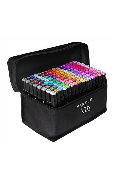 zola Set of 120 markers, 2 thin and thick ends, with storage bag, multicoloured