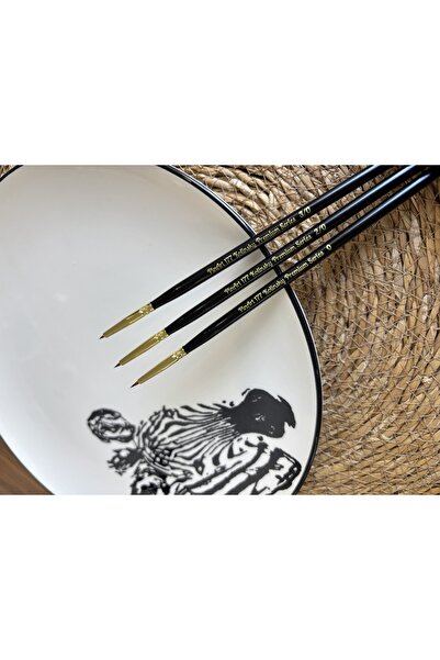 Pinart 177 Kolinsky Micro Serisi Tezhip Minyatür 3'lü Fırça Seti 3/0 , 2/0 , 0