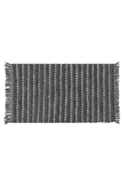 OEM Covoras din Piele Artificiala cu Dungi Gri Negru Argintiu 120x70cm