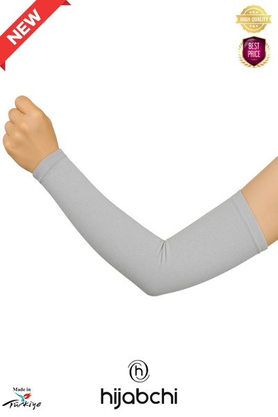 hijabchi Практичний хіджаб з рукавами з трикотажу для молитви - віскоза з еластаном - світло-сірий