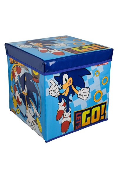 OEM Blue Stool Storage Box with Sonic Pattern 30x31x30cm