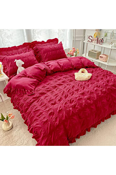 OEM Crepe Bed Linen Amon Red 6 Pieces (Fine)