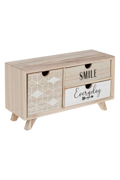 OEM Decorative Wooden Box with 3 Drawers Everyday Smile 28x10x15cm