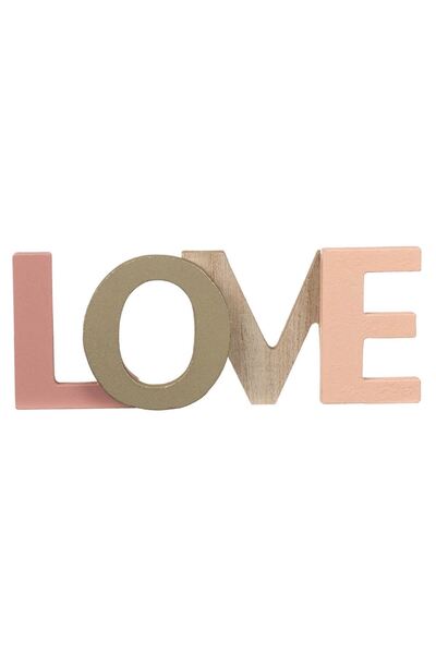 OEM Decoratiune din Lemn Roz Auriu Litere "Love" 17x0.8x6.7 centimetri