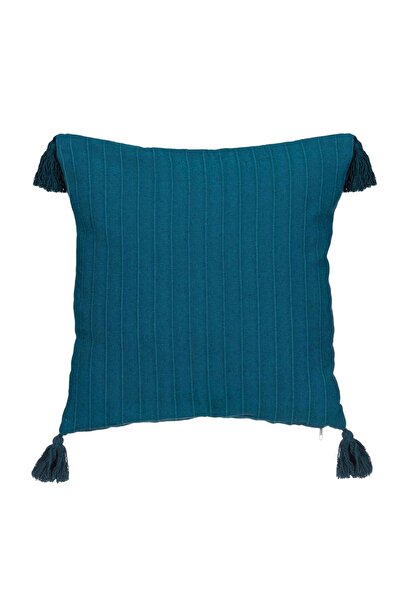 OEM Fata de Perna Decorativa din Bumbac Petrol Dungi Franjuri 45x45cm