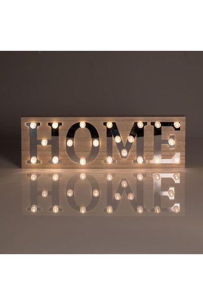 OEM Natural Color Wooden Decoration with LED Letters Mirror Home 44x3x14cm