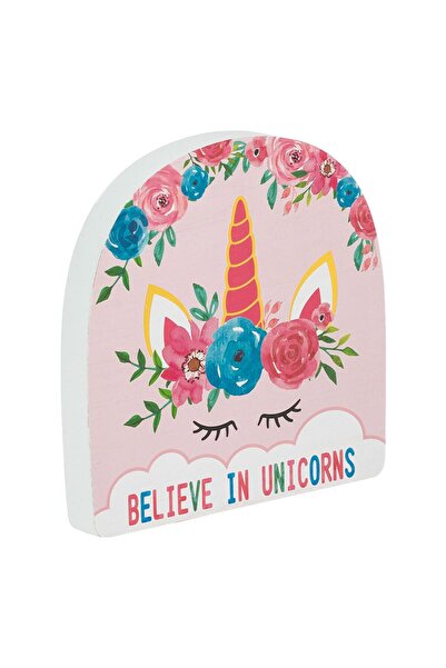 OEM Decoratiune din Lemn Roz Unicorn 14.5x1.8x15cm