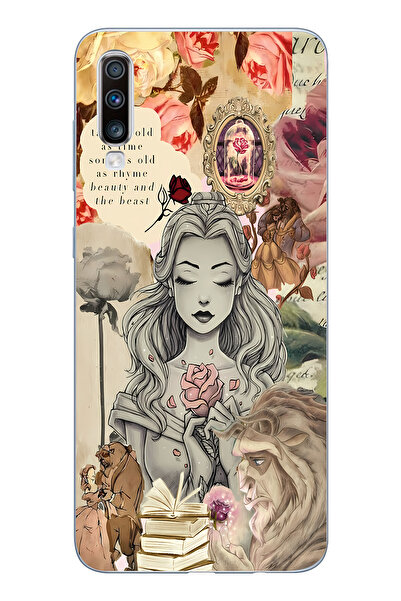 Elorakılıf Samsung Galaxy A70 Uyumlu Baskılı Yumuşak Silikon Şeffaf Telefon K...