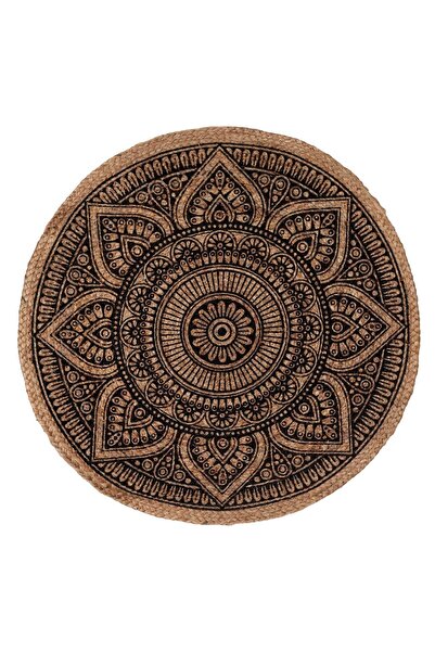 OEM Round Jute Rug Beige Mandala 80cm