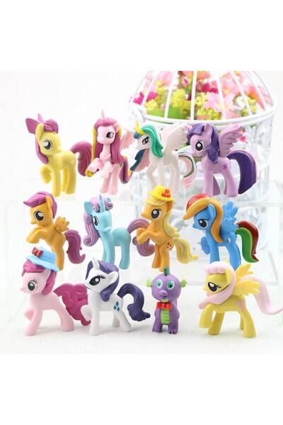 OEM Set 12 figurine Ponei pentru joaca sau decorare tort, multicolor, 41 cm, varsta 3 ani +