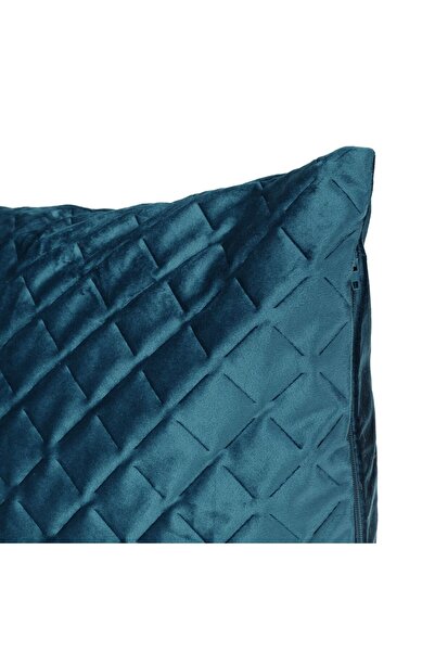 OEM Decorative Pillowcase Blue Velvet Relief Pattern Diamonds 45x43cm