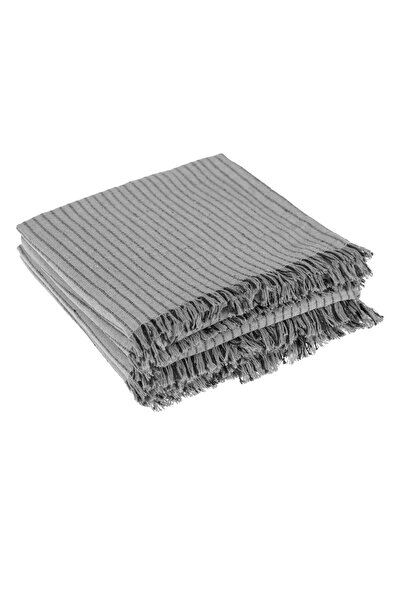OEM Grey Decorative Throw with Striped Fringes for 3-Seater Sofa 280x180cm