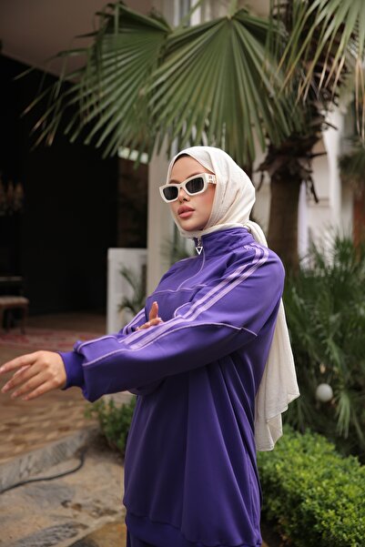 Wovi Hijab Tracksuit Set Double Set Zippered Collar