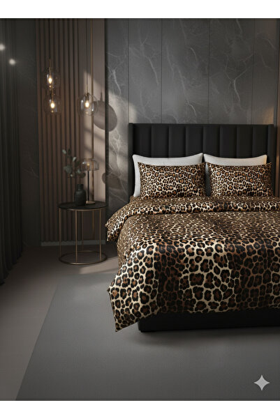 mirach Leopard Print 100% Cotton Satin Duvet Cover Set Luxurious and Elegant Bedroom Style
