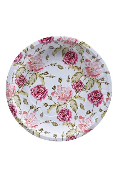 OEM White Metallic Decorative Plate with Printed Ø25.5cm