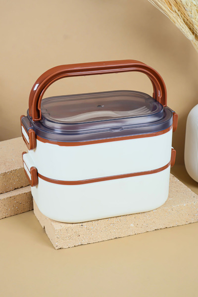 welcomein 2 Katlı Sızdırmaz Taşıma Kaplı Öğle Yemeği Beslenme Saklama Kabı - ...