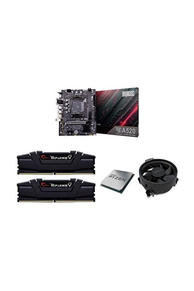DRAGOS A520 Anakart / 8Gb x 2 DDR4 3200Mhz Ram / Ryzen 5 5500 / Cpu Fan Bundle Set
