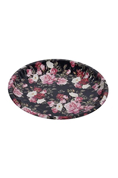 OEM Black Metallic Decorative Plate with Printed Ø25.5cm