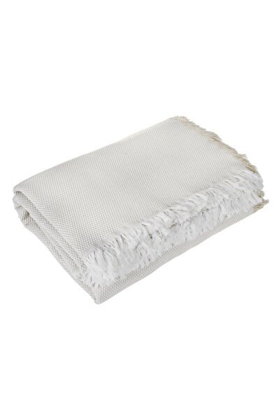 OEM Decorative Ecru Throw with White Fringes Ecru for Four-Seater Sofa 340x180cm