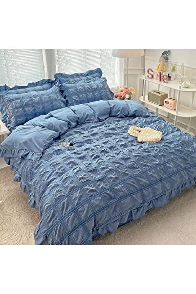 OEM Amon Blue Crepe Bed Linen 6 Pieces (Fine)
