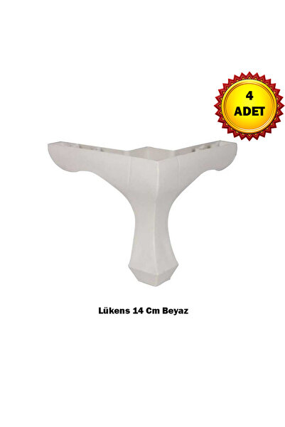 Ergün 4 Adet Lükens Beyaz Mobilya Ayağı 14Cm Kırılmaz