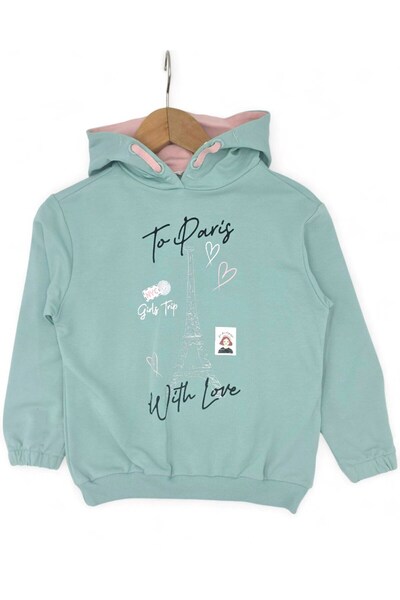 Ege Bebek Girl's Seasonal 6-7-8-9-10 Years Old 2 Thread Compact Fabric Bottom and Top Tracksuit Set