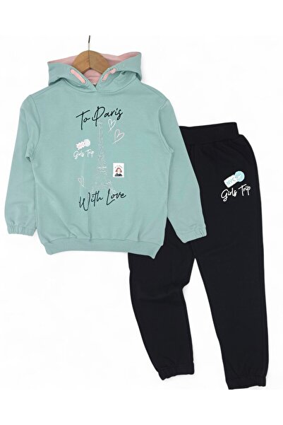 Ege Bebek Girl's Seasonal 6-7-8-9-10 Years Old 2 Thread Compact Fabric Bottom and Top Tracksuit Set