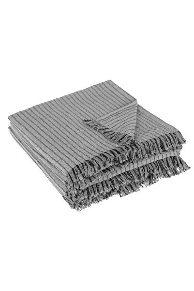 OEM Grey Decorative Throw with Striped Fringes for 3-Seater Sofa 280x180cm