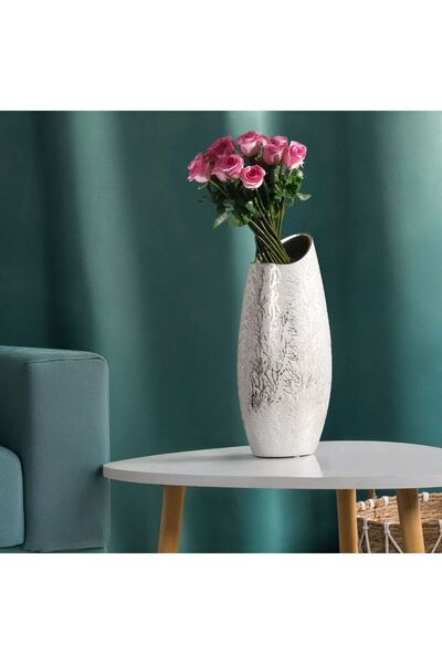 OEM Decorative Ceramic Vase Beige Branches Pattern 15x30cm