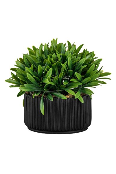 OEM Decorative Pot with Green Plant & Battery Operated LED Lights Ø16x15cm