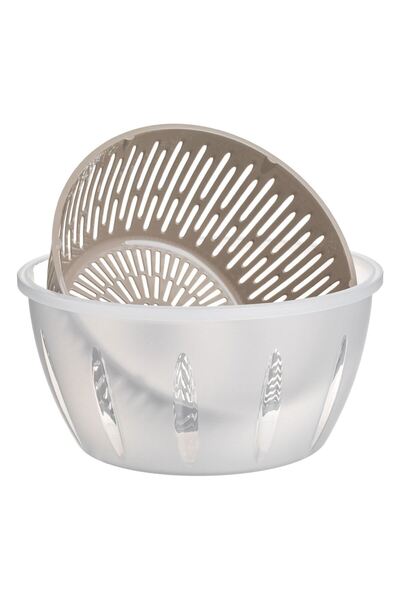 OEM White Taupe Plastic Salad Dryer Ø25x14.5cm - 4.5L