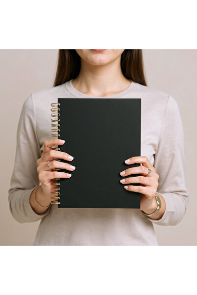 Fark Tanıtım Caiet cu spirală în dungi, dimensiune A4 (21X29,7 CM), 120 coli (240 pagini), copertă din carton negru