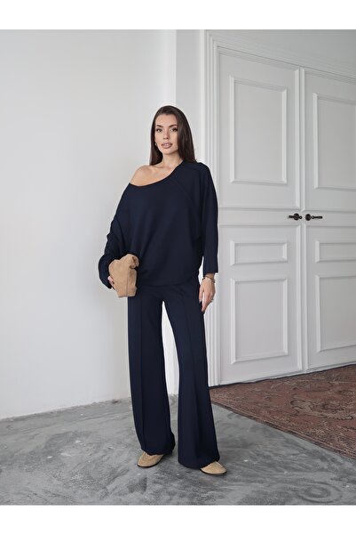 Paw Garage Women's Elora Modal Dirty Stitch Detailed Top and Bottom Set