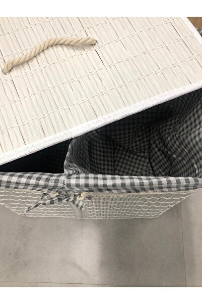 Romans Rattan Katlanabilir Dikdörtgen Çamaşır Sepeti -Çift Bölmeli (52x 32 x 50 Cm)