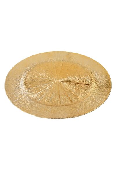 OEM Round Decorative Plate Made of Gold Plastic with Pattern Ø33cm