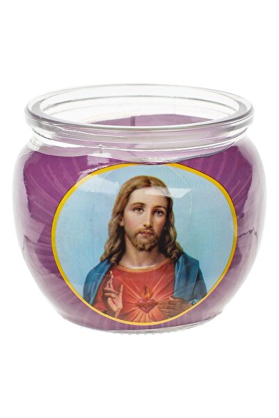 OEM Lumanare Decorativa cu Aroma de Lavanda Imprimeu Isus in Recipient de Sti...