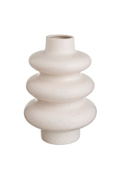 OEM Vaza Decorativa Ceramica de Culoare Nisipului cu Trei Inele Ø20x30cm