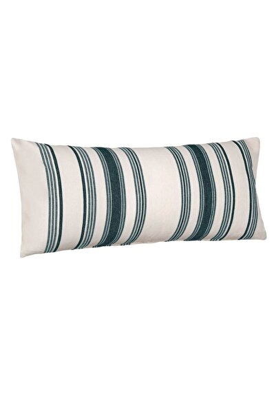 OEM White Decorative Pillow with Petrol Stripes 70x30cm