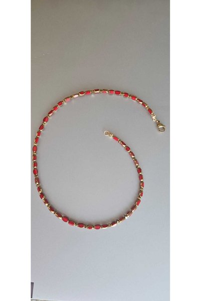 MITH SB TAKI Stainless Steel Special Retro Design Red Czech Glass Bead & Hematite Necklace-No1
